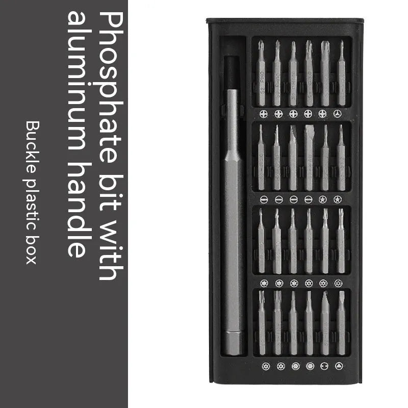 24 in one precision magnetic screwdriver tool set with aluminium and plastic handles and chrome vanadium steel bits