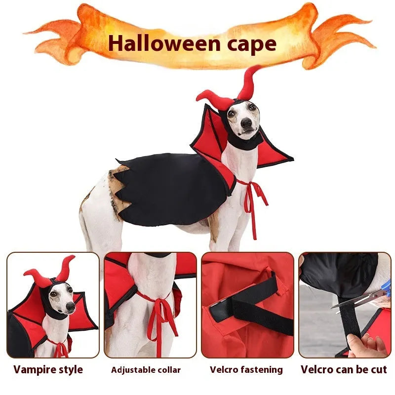 Black polyester vampire cloak and hat Halloween costume for a cat or dog