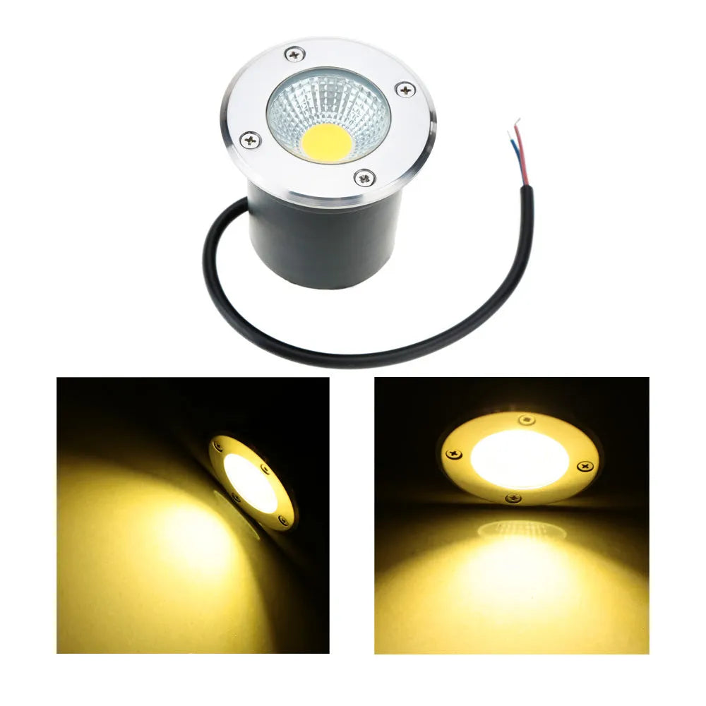Black round stainless steel LED underground light for outdoor garden installation