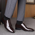 Men's black and brown business formal shoes with pointed toe design