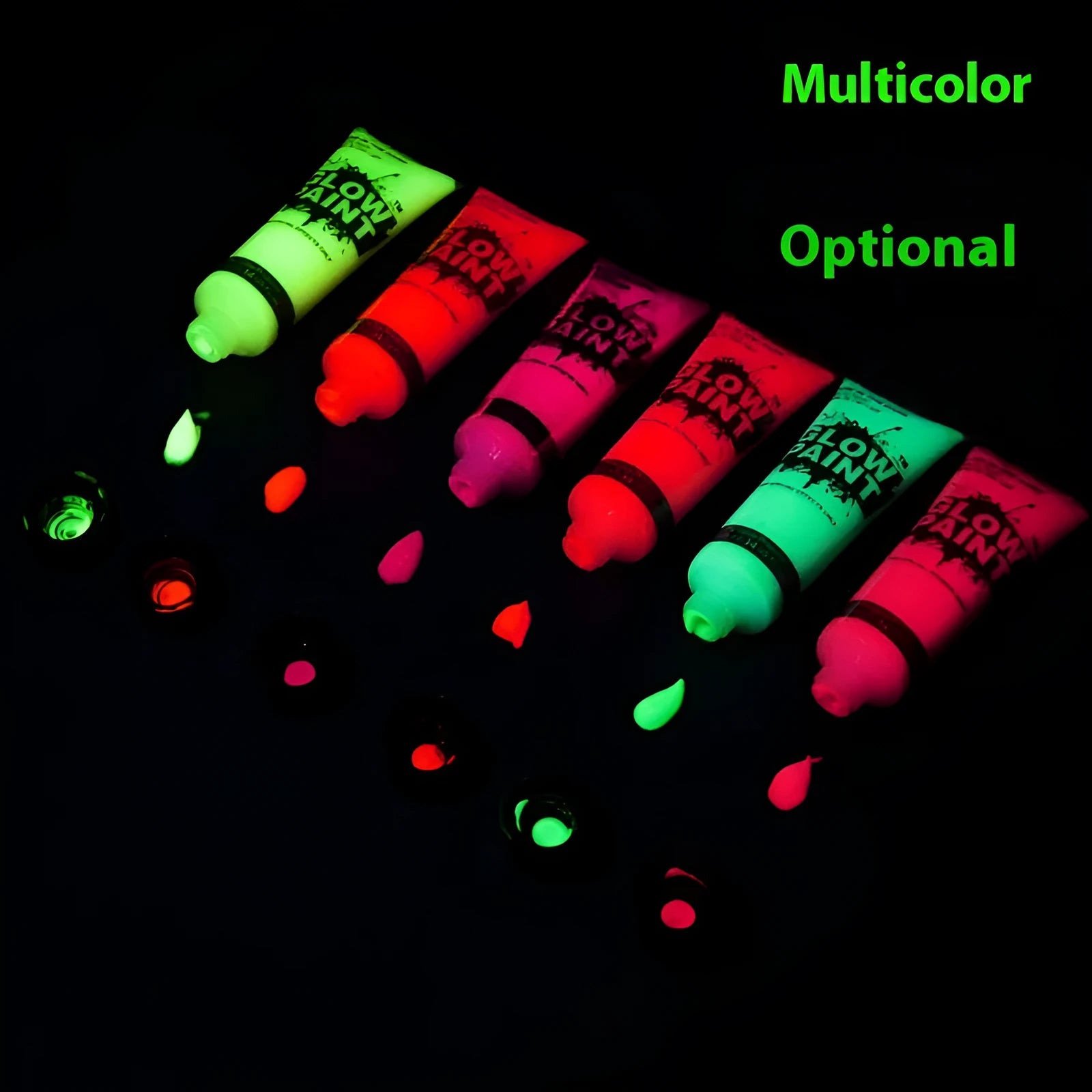 25ml tube of neon face and body paint in colours red, yellow, green, purple, orange, pink