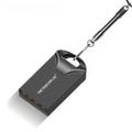 Small black and silver metal USB flash drive shown next to a ruler indicating its 23mm length.