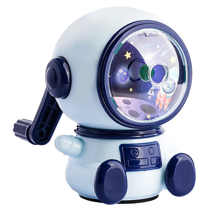 Children's cartoon astronaut manual pencil sharpener in blue and pink colour options