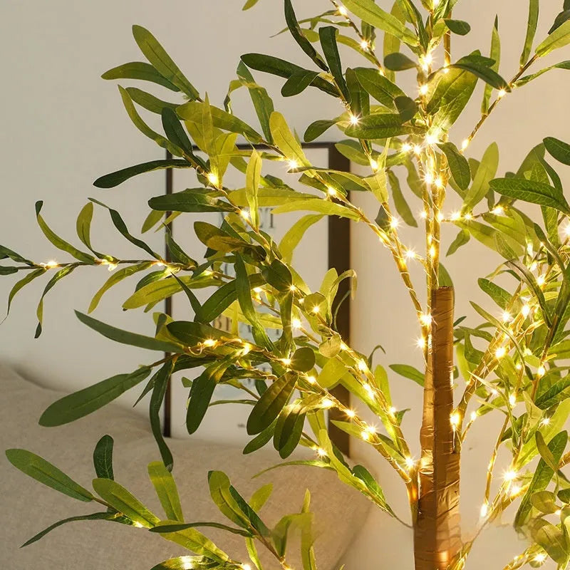 1.8 metre tall artificial olive tree lamp with 210 warm white LED lights for courtyard decoration