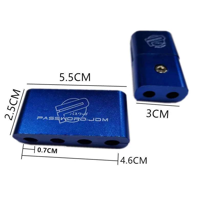 Three-piece metal car fastening clamp for cables and hoses in six colour options.