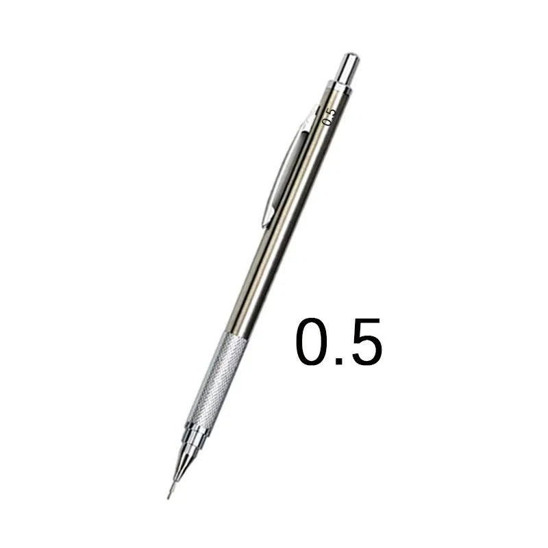 Metal automatic mechanical pencil with multi-diameter refill options for writing and drafting