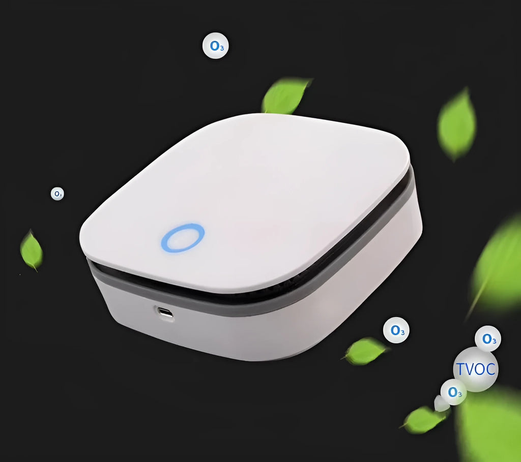 White USB-powered air purifier unit for car and small room use.