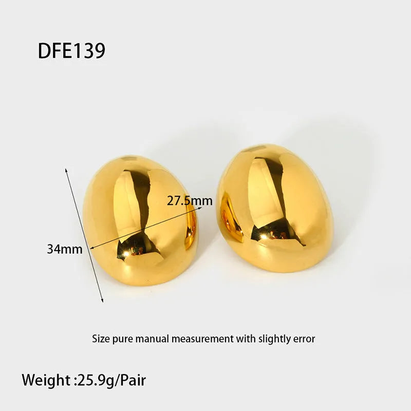 Geometric line earrings with 18K gold electroplating on stainless steel, glazed surface ear studs for women