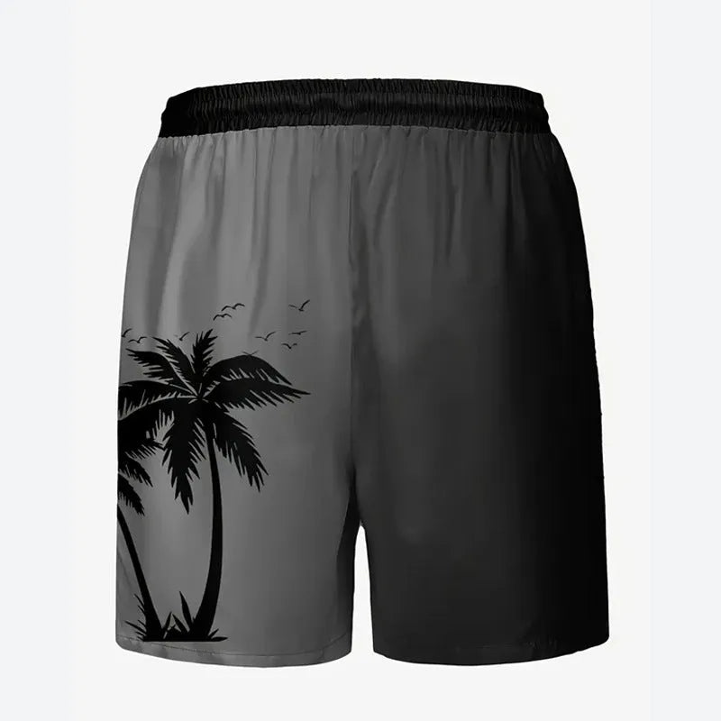 Men's loose fit summer beach pants in polyester fabric showing sports style design