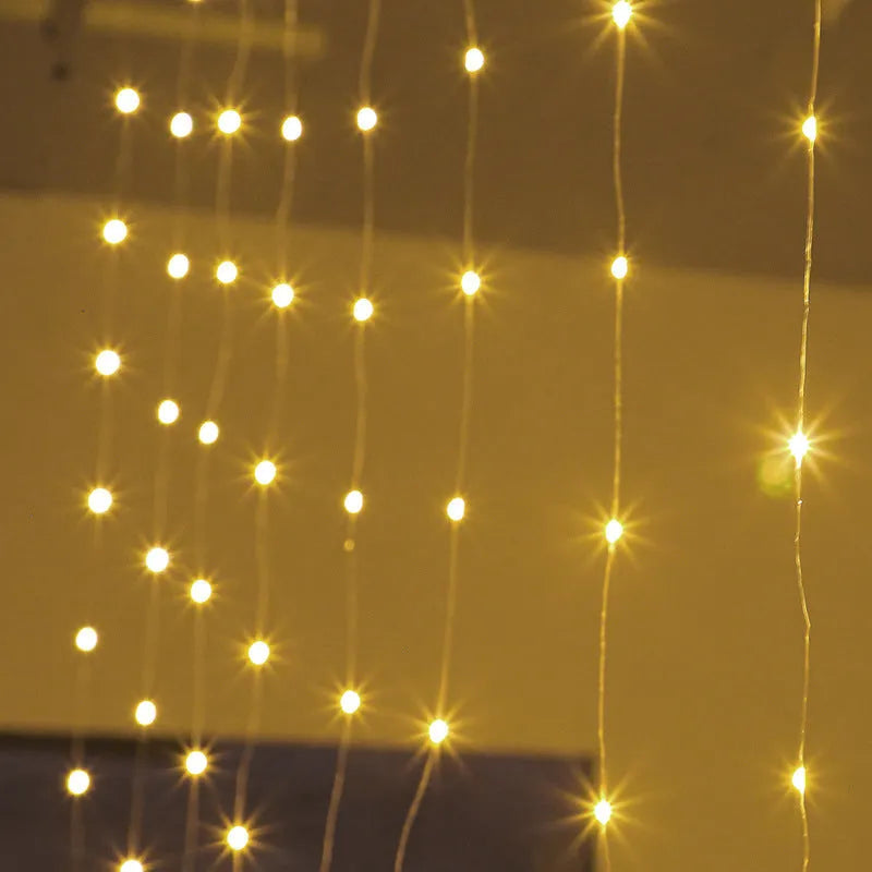 Copper curtain fairy lights with USB cable in warm white colour option