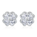 925 silver zircon four-leaf clover heart earrings white gold colour women's jewellery