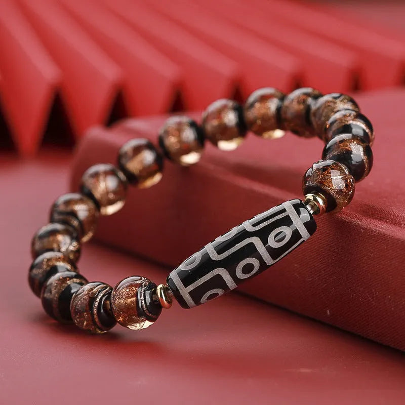 Ancient Chinese style bracelet with colourful coloured glaze beads and snake patterns in 10mm 12mm 14mm sizes