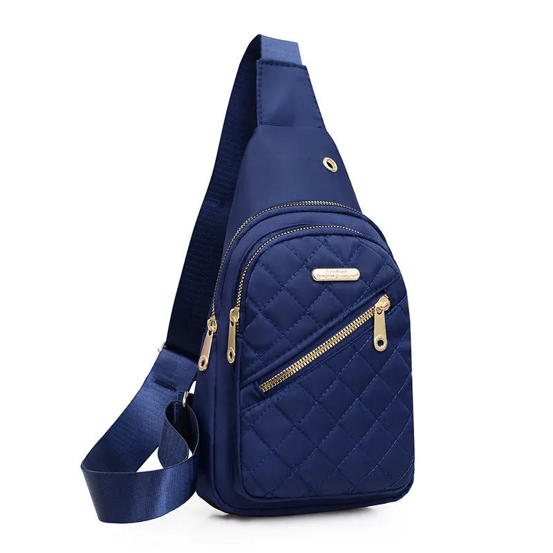 Girls crossbody chest bag in Oxford cloth with plaid pattern and adjustable strap