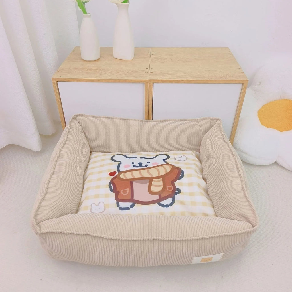 Cotton dog winter pet nest in light blue colour showing soft fabric texture and enclosed design