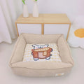 Cotton dog winter pet nest in light blue colour showing soft fabric texture and enclosed design