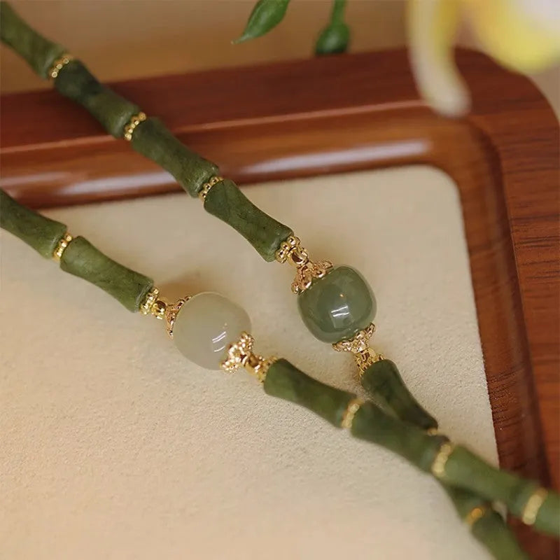 Geometric Hetian jade bracelet in dark green and light colour options