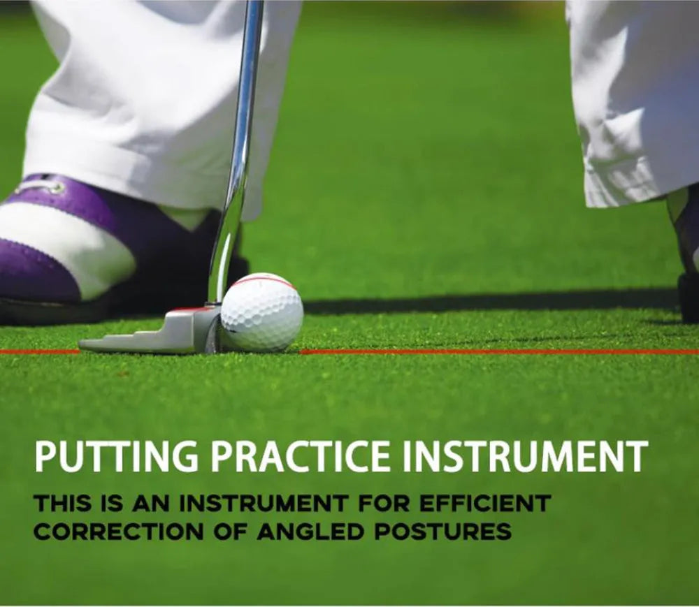 Black golf push rod laser aiming instrument with laser sight attached to putter for alignment practice