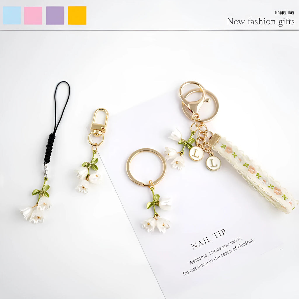 Acrylic flower backpack keychain pendant in five styles for phone chain or bag decoration
