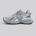 Grey platform sneakers Dad shoes with PU leather mesh upper and mid-heel
