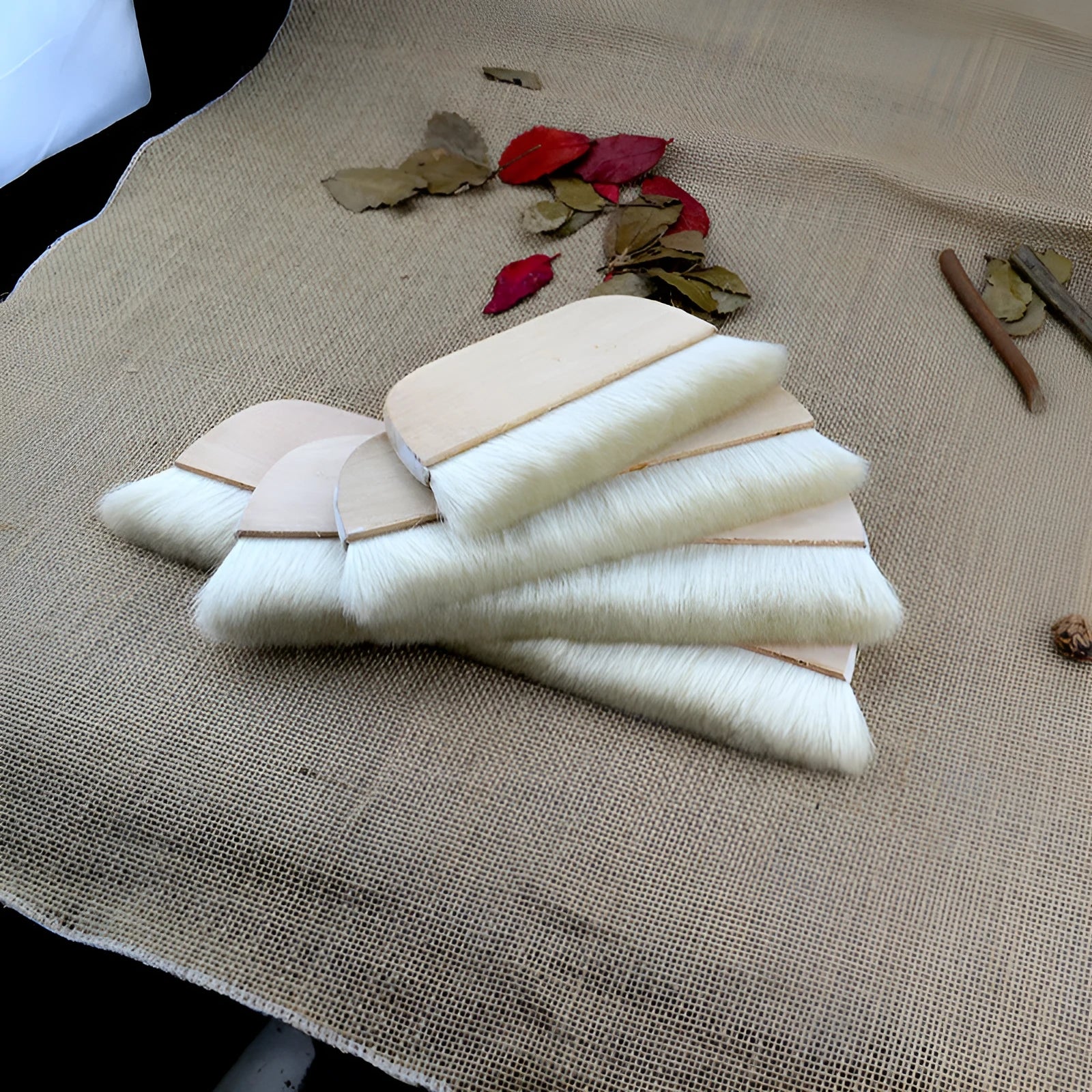 Wool brush for art mounting and paste application in four available sizes
