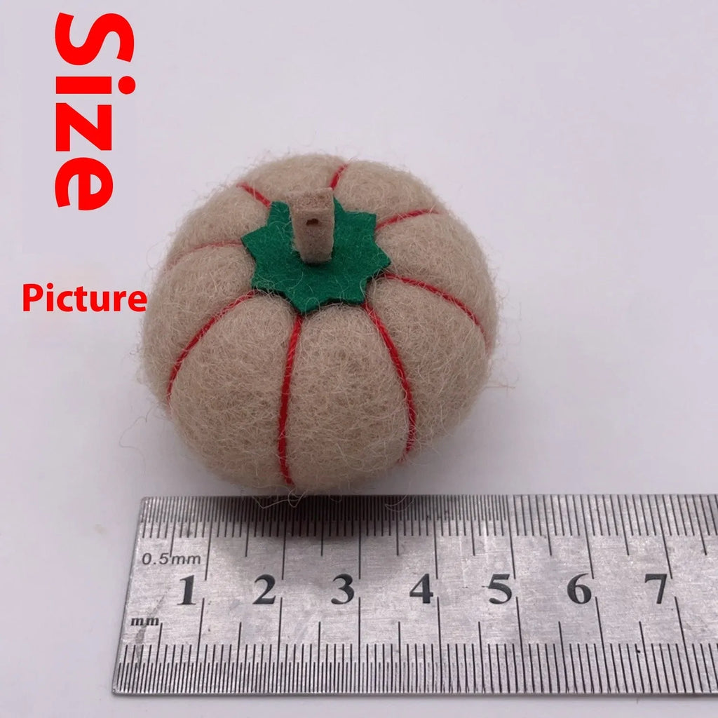 Wool felt pumpkin poke ornaments for doll decoration in autumn colours