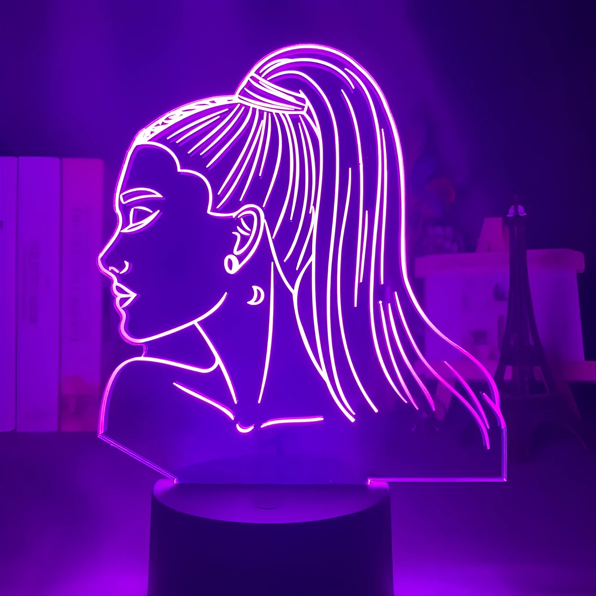 European style acrylic 3D night light with LED and colourful black base