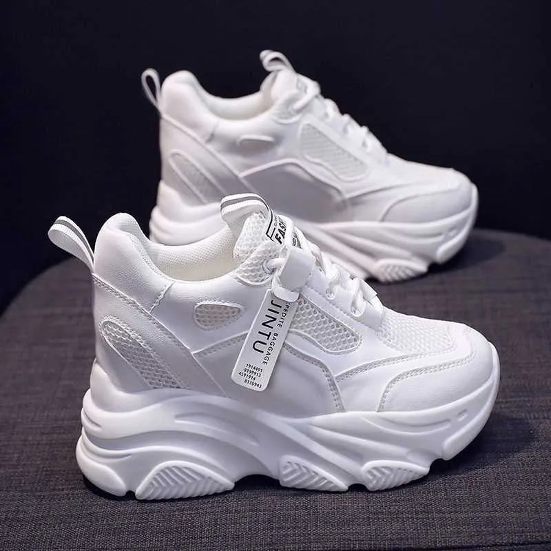 Women's platform casual shoes with mesh upper and TPR sole in various colour options