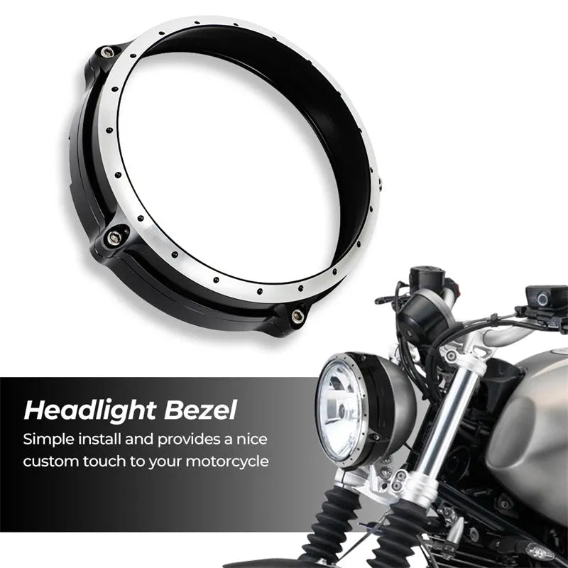 Black CNC aluminium headlight cover for BMW R Nine T Scrambler motorcycle 2014-2017 models