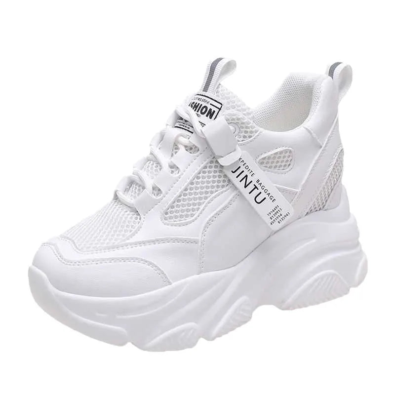 Women's platform casual shoes with mesh upper and TPR sole in various colour options