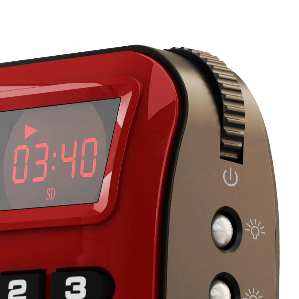 Golden Rolton W405 portable FM radio and MP3 speaker with LED display showing dimensions