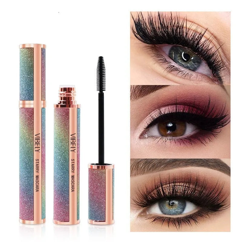 Black 4D waterproof mascara tube for long, thick, smudge-resistant lashes.