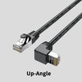 Right-angle Cat6 Ethernet cable with metal RJ45 connector in black