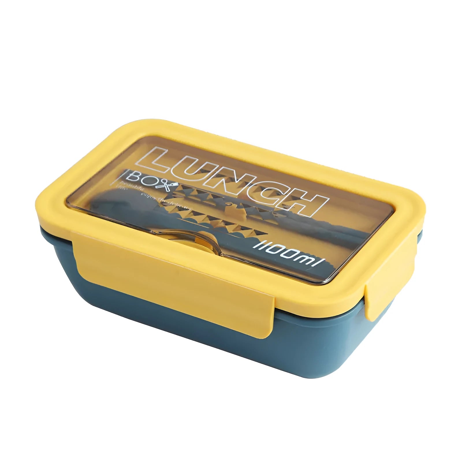 Green four-layer partitioned bento lunch box showing compartment separation