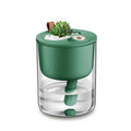 Small USB desktop humidifier in white, 320ml capacity, 120x97x97mm, with USB cable and timer.