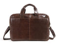 Brown men's 18-inch business briefcase in first layer cowhide leather with polyester lining
