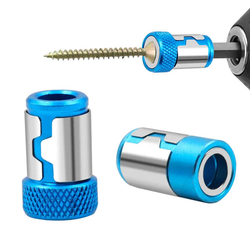 Light blue magnetic screwdriver bit with slotted head and metric compatibility