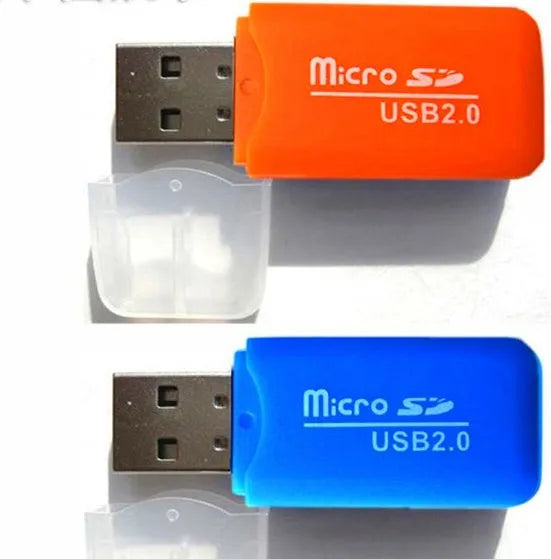 Mini USB TF and SD card reader adapter with dual slots for memory cards