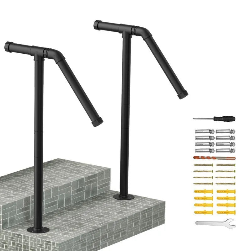Black metal American style ladder support bracket for minimalist household stairs