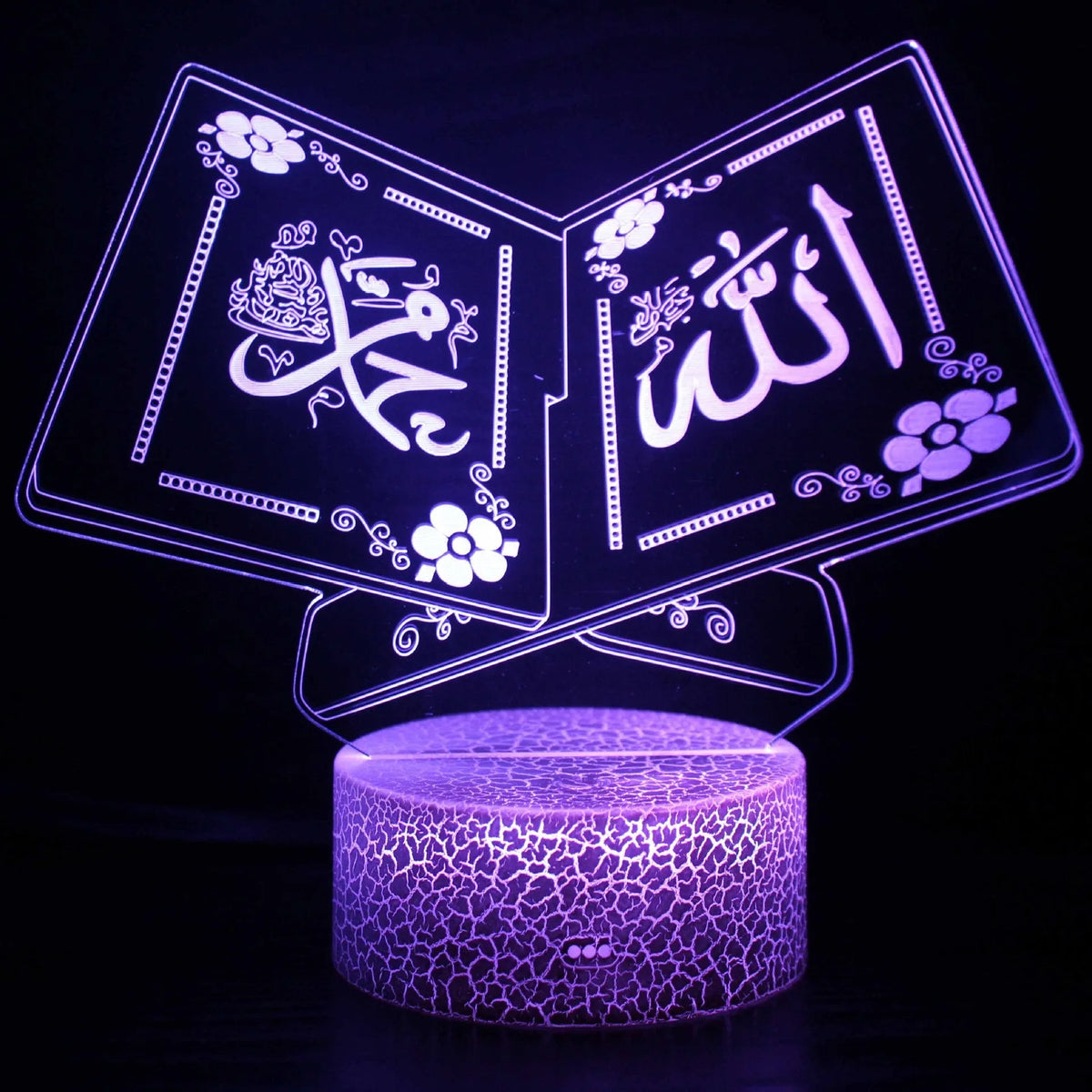 3D small night lamp with USB cable, touch control base, and remote for bedside table