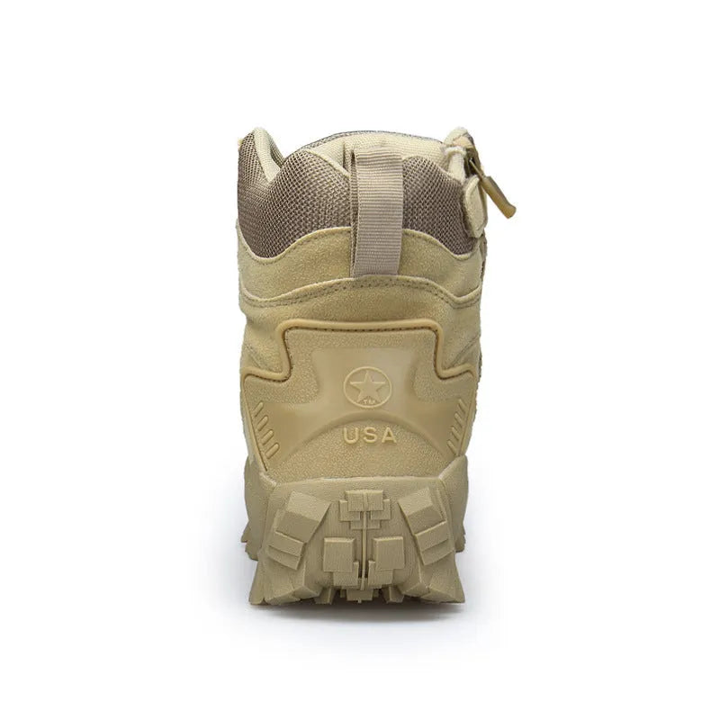 US Army Delta tactical boots for men in black, showing leather upper and rubber sole