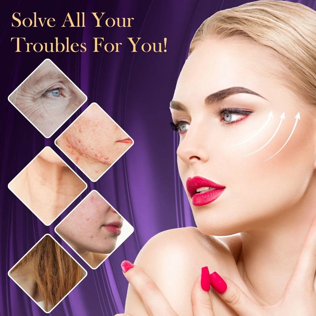 Purple professional electrotherapy rod beauty instrument with six accessory heads for commercial skincare treatments