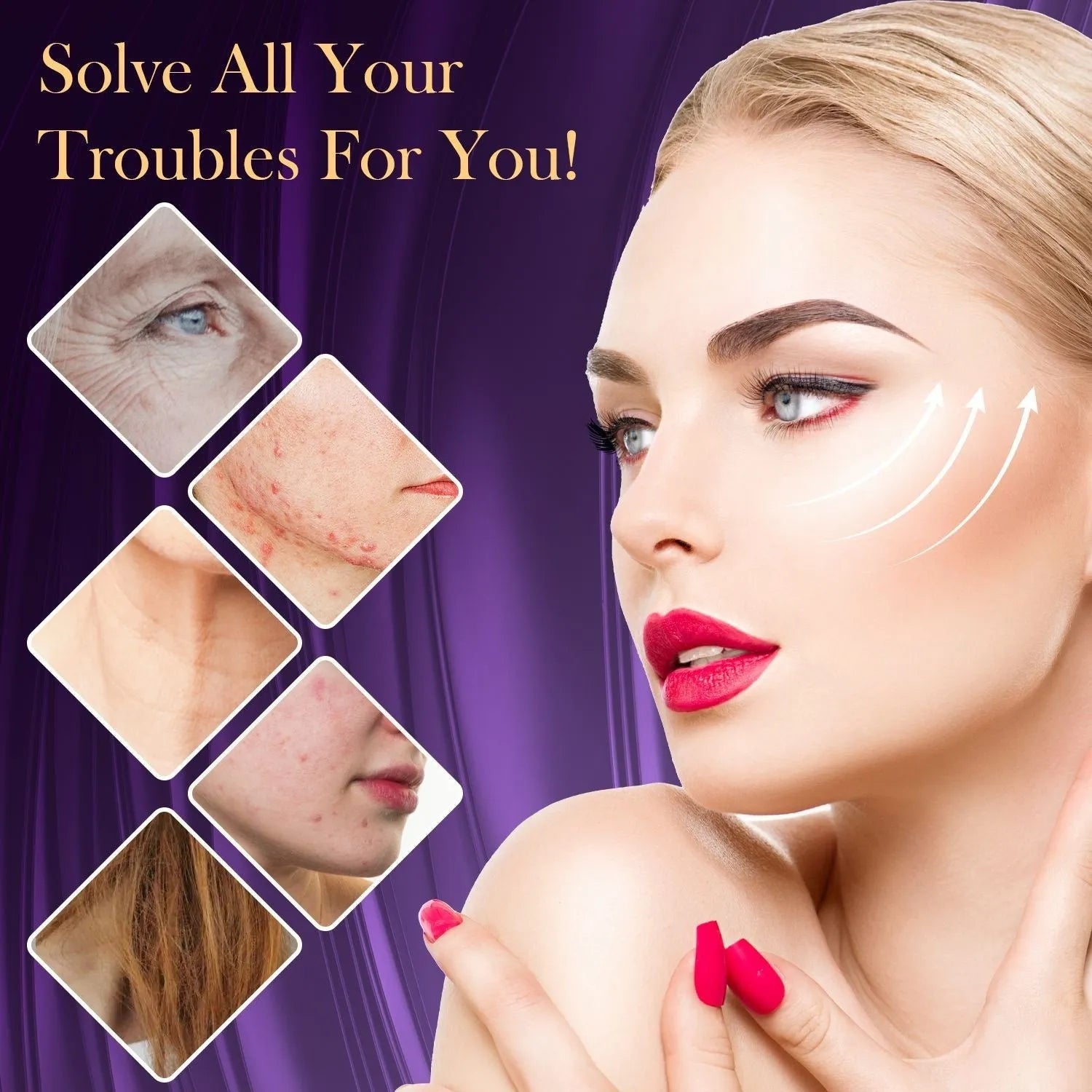 Purple professional electrotherapy rod beauty instrument with six accessory heads for commercial skincare treatments