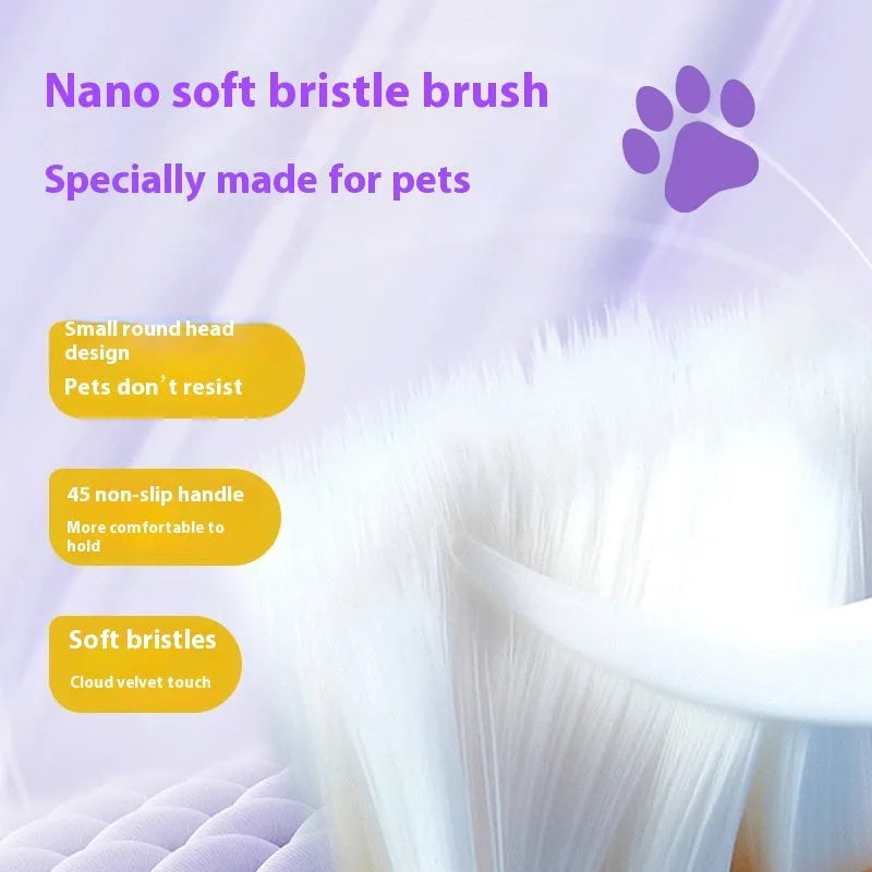 White and blue pet toothbrush pen for dog and cat dental care with brush tip