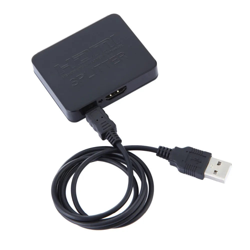 Black mini HDMI splitter 1 in 2 out with 1080p HDMI 1.4 HDCP support