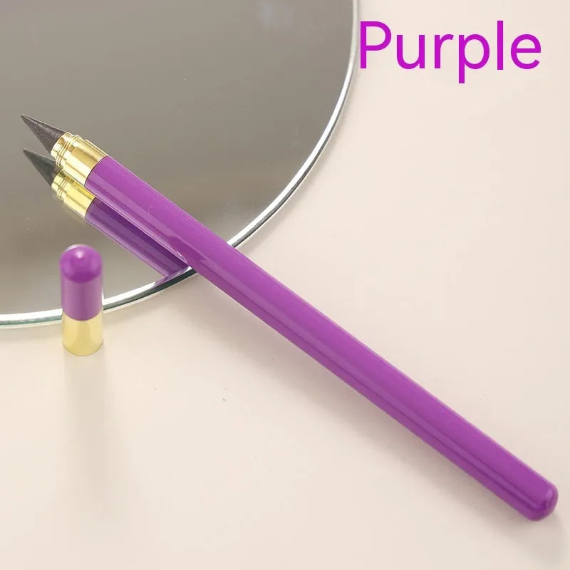 Clear acrylic eternal mechanical pencil with alloy writing tip and assorted coloured lead refills.