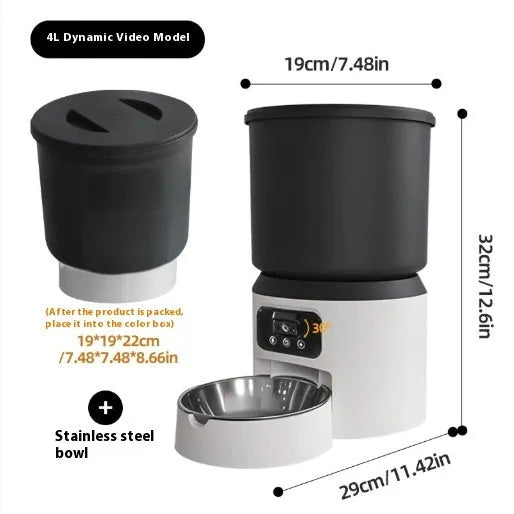 4L smart automatic pet feeder for cats and dogs with stainless steel bowl and camera