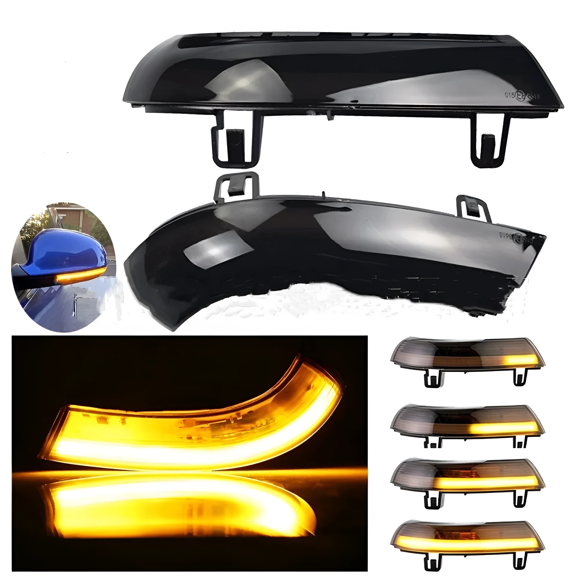 ABS running water steering light with flowing LED effect for Volkswagen Golf 5 MK5 and Jetta models in yellow or blue-yellow.