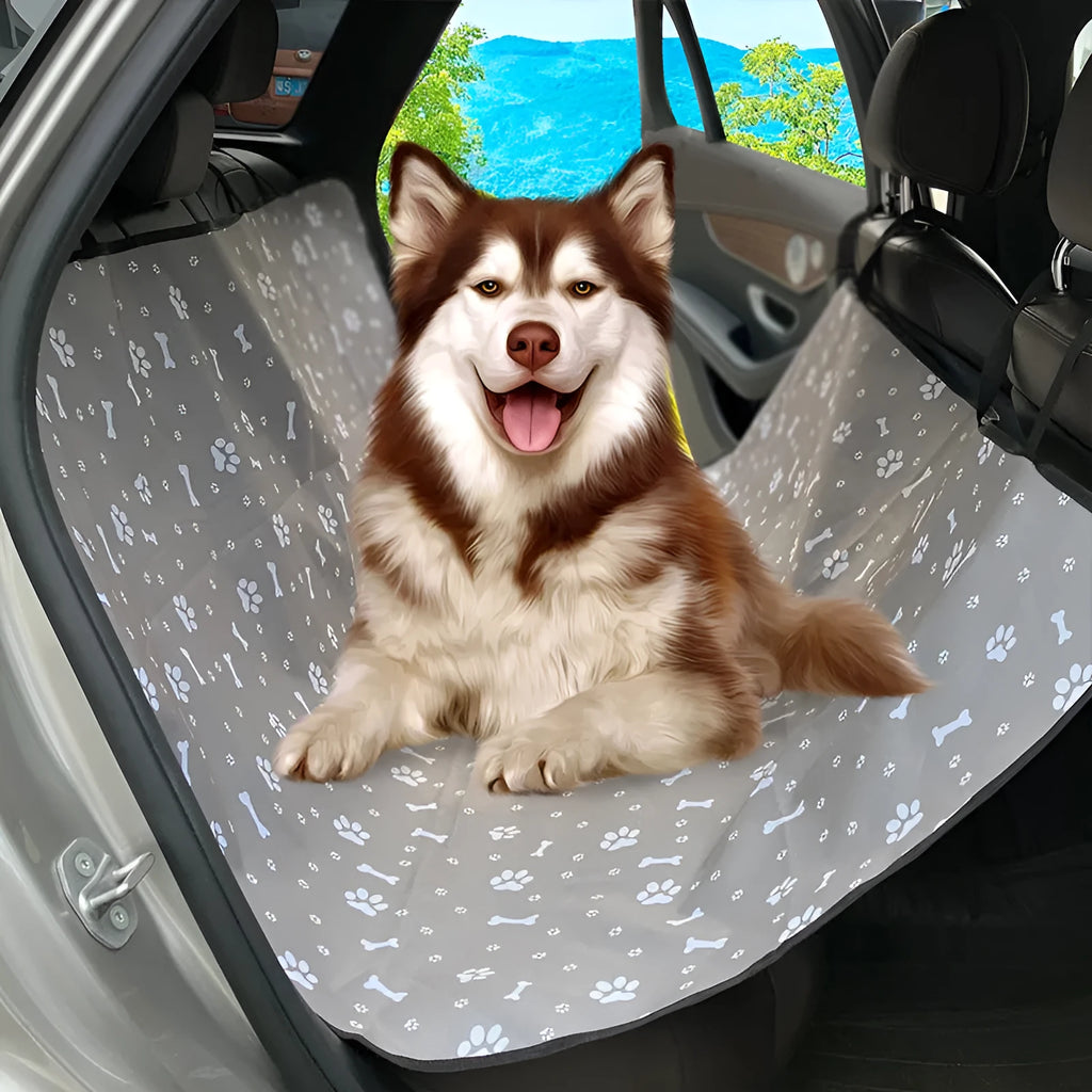 Waterproof cloth car pet mat for rear seats with dog footprint pattern