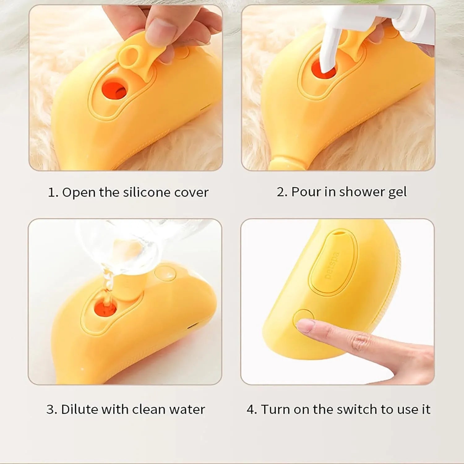 Rechargeable three-in-one cat steam brush with silicone teeth and massage function in green colour