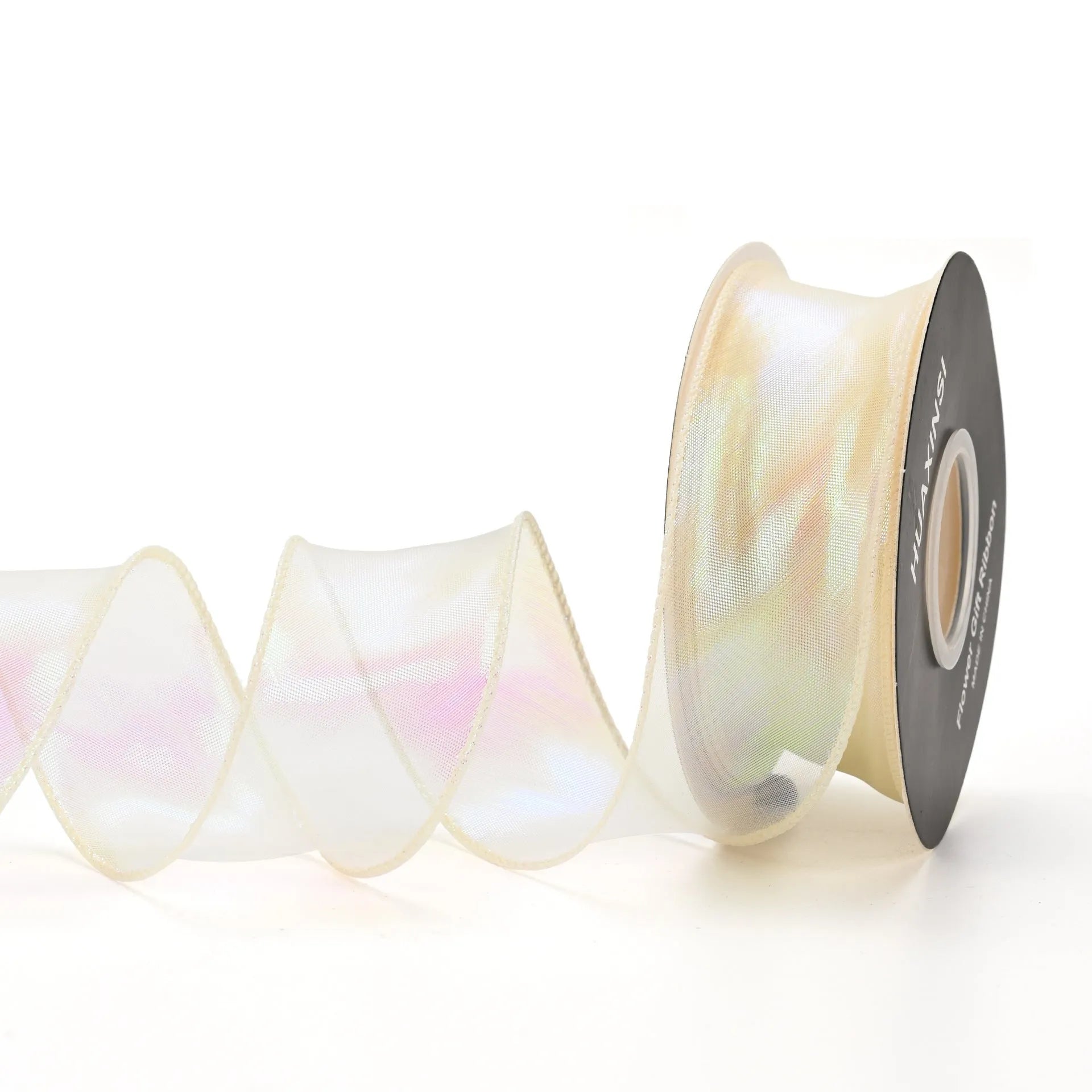 Mesh fishtail yarn ribbon with colourful wave edge in multiple illusion colour options for DIY craft projects.